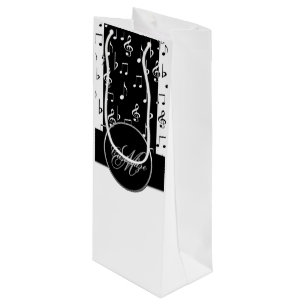 Monogram zwart-wit muziekstrips Wine Bag 6 Wijn Cadeautas