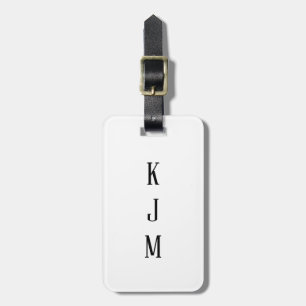 Monogram Zwart Wit Naam Initiaal Cadeau Favor Bagagelabel