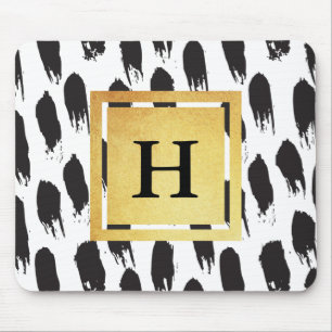 Monogram zwart-wit patroon muismat