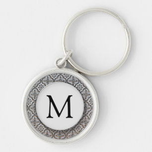 Monogram  zwart-wit patroon sleutelhanger