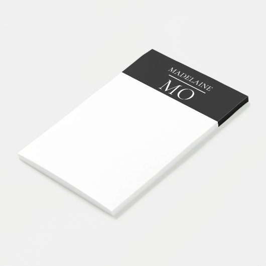 Monogram Zwart Wit Persoonlijk Post-it® Notes (Schuin)