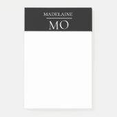 Monogram Zwart Wit Persoonlijk Post-it® Notes (Voorkant)
