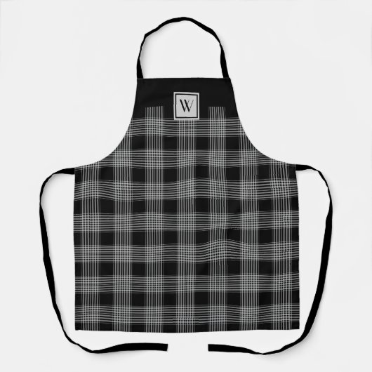 Monogram zwart-wit plaid schort (Voorkant)