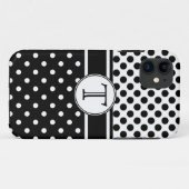 Monogram zwart-wit poladopatroonmonogram splitsen Case-Mate iPhone case (Achterkant (horizontaal))