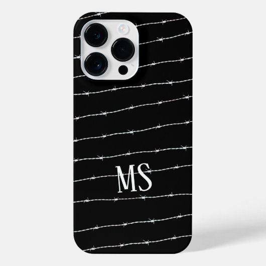 Monogram zwart-wit-prikkeldraad iPhone hoesje (Achterkant)