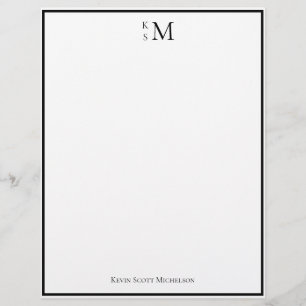 Monogram Zwart Wit Professioneel Elegant Briefhoofd