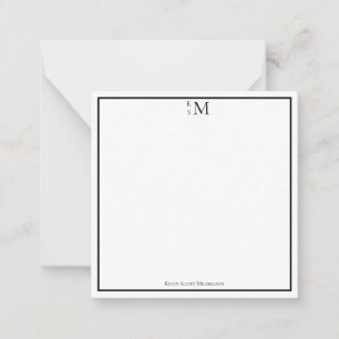 Monogram Zwart Wit Professioneel Elegant Notitiekaartje