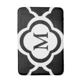  monogram zwart-wit Quatrefoil Badmat (Voorkant Verticaal)