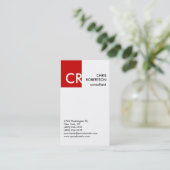 Monogram Zwart wit rood Visitekaartje (Staand voorkant)