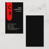 Monogram Zwart wit rood Visitekaartje (Voorkant / Achterkant)