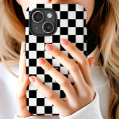 Monogram zwart-wit schaakbordpatroon Case-Mate iPhone case