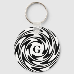 Monogram zwart-wit sleutelhanger