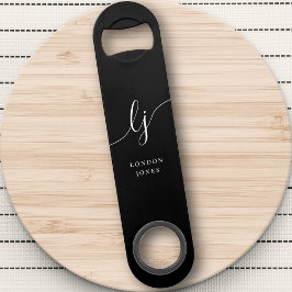 Monogram Zwart Wit Stijlvol Modern Minimalistisch Speed Flessenopener