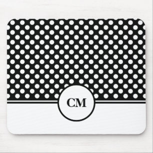 Monogram zwart-wit stippenpatroon muismat
