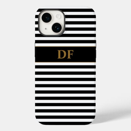 Monogram zwart/wit strepen Case-Mate iPhone case (Achterkant)