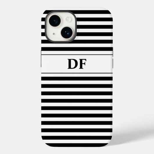 Monogram zwart/wit strepen Case-Mate iPhone case (Achterkant)