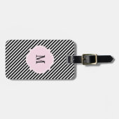 Monogram zwart-wit Stripes Bagagelabel (Voorkant horizontaal)