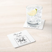 Monogram Zwart-Wit Trouwnamen Vierkante Kartonnen Onderzetter (Insitu)