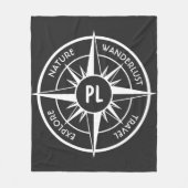 Monogram zwart-wit van het embleem van de ster van fleece deken (Voorkant)