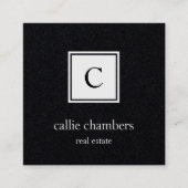 Monogram zwart-wit vierkante visitekaartje (Voorkant)