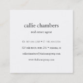 Monogram zwart-wit vierkante visitekaartje (Achterkant)