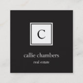 Monogram zwart-wit vierkante visitekaartje (Voorkant)