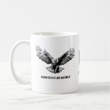 Monogram Zwart Wit Vogel Illustratie Eagle Mok