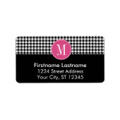 Monogram zwart wit, warm roze, troebel patroonmono etiket (Voorkant)