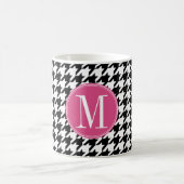 Monogram zwart wit, warm roze, troebel patroonmono koffiemok (Center)