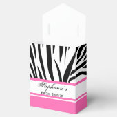Monogram zwart-wit Zebra Afdrukken en warm roze Bedankdoosjes (Geopend)