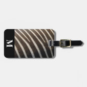 Monogram Zwart Wit Zebra Dier Streepprint Bagagelabel (Voorkant horizontaal)