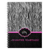 Monogram zwart-wit zebrapatroon notitieboek (Voorkant)