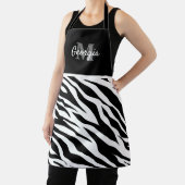 Monogram zwart-wit zebrastrepen schort (Insitu)