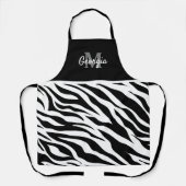 Monogram zwart-wit zebrastrepen schort (Voorkant)