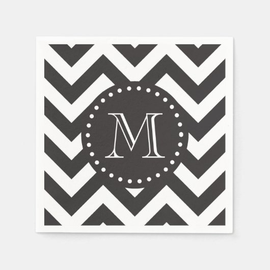 Monogram zwart-wit Zigzag Chevron Servet (Voorkant)
