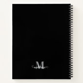 Monogram zwart wit zilver persoonlijk notitieboek (Achterkant)