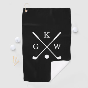 Monogram zwart-witte Golf Clubs Golfhanddoek