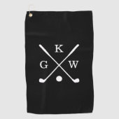 Monogram zwart-witte Golf Clubs Golfhanddoek (Voorkant)