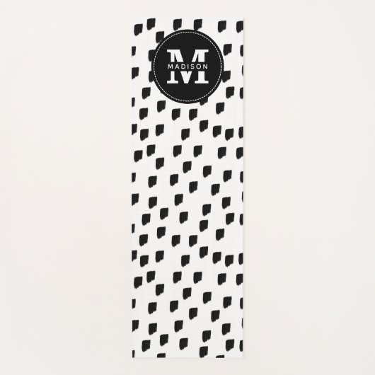 Monogram zwart-witte Waterverf penseelstreek Yogamat (Voorkant)
