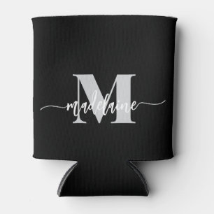 Monogram zwart zilver persoonlijk blikjeskoeler