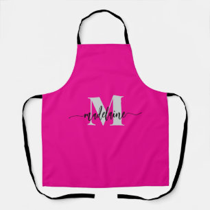 Monogram Zwart Zilver Roze Personal Schort
