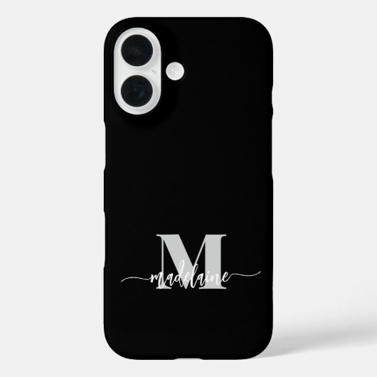 Monogram zwart zilver wit persoonlijk Case-Mate iPhone case (Achterkant)