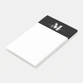 Monogram zwart zilver wit persoonlijk post-it® notes (Schuin)