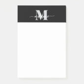 Monogram zwart zilver wit persoonlijk post-it® notes (Voorkant)