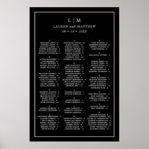 Monogram zwarte alfabetische bruiloft poster