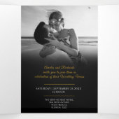 Monogram zwarte bruinbruinbruinmaaltijd, optie RSV Drieluik Uitnodiging (Binnenkant midden)