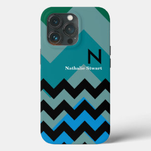 monogram zwarte chevron iPhone 13 pro hoesje