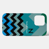 monogram zwarte chevron Case-Mate iPhone case (Achterkant (horizontaal))