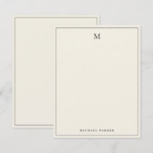Monogram Zwarte & Crème Kleur Zakelijk  Bedankkaart