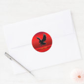 Monogram, zwarte Eagle logo op rood chrome-effect Ronde Sticker (Envelop)